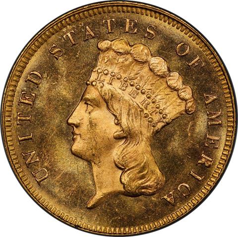 Picture of 1880 INDIAN PRINCESS $3 MS65 Proof Like