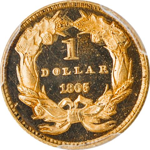 Picture of 1865 GOLD G$1, TYPE 3 PR64 Cameo