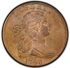 Picture of 1798 DRAPED BUST 1C, 2ND HAIR STYLE MS65 Red Brown