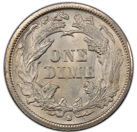 Picture of 1863-S LIBERTY SEATED 10C MS65 