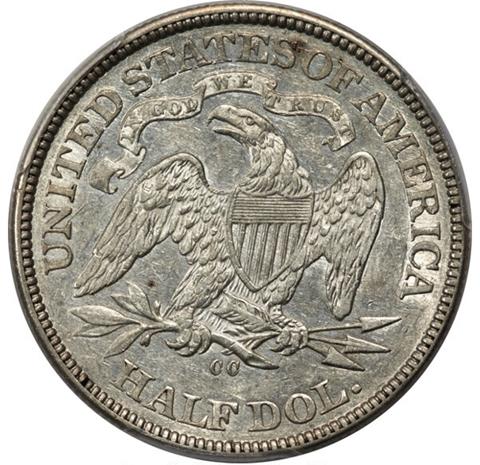 Picture of 1870-CC LIBERTY SEATED 50C, MOTTO AU53 