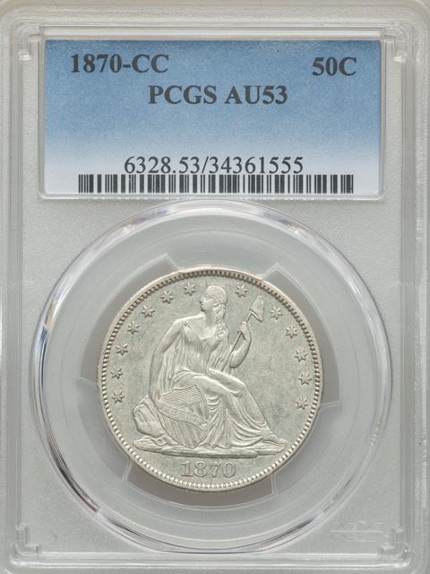 Picture of 1870-CC LIBERTY SEATED 50C, MOTTO AU53 