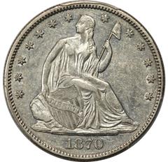 Picture of 1870-CC LIBERTY SEATED 50C, MOTTO AU53 