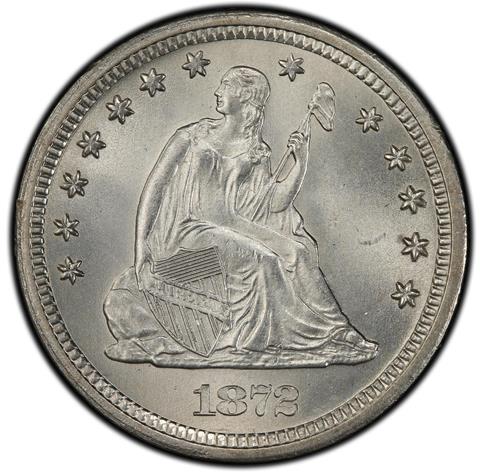 Picture of 1872-S LIBERTY SEATED 25C, MOTTO MS66 