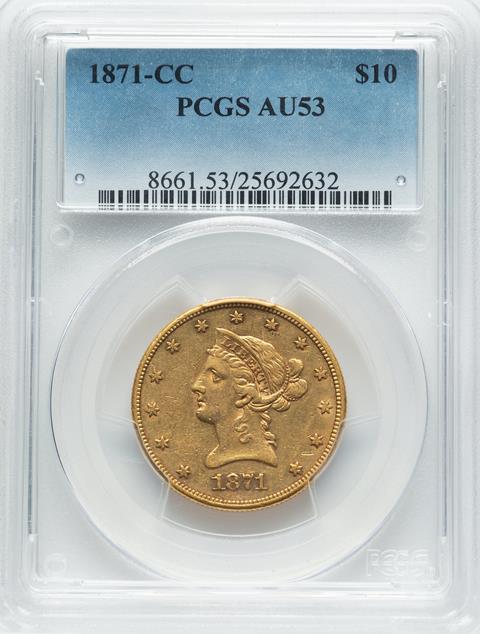 Picture of 1871-CC LIBERTY HEAD $10 AU53 