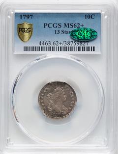 1797 DRAPED BUST 10C PCGS MS62+