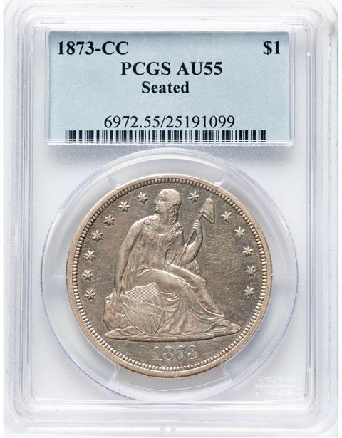 Picture of 1873-CC LIBERTY SEATED S$1, SEATED AU55 