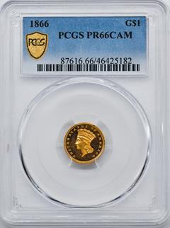 1866 GOLD G$1 PCGS PR66